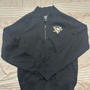 PITTS Penguins Black Half-Zip Sweater